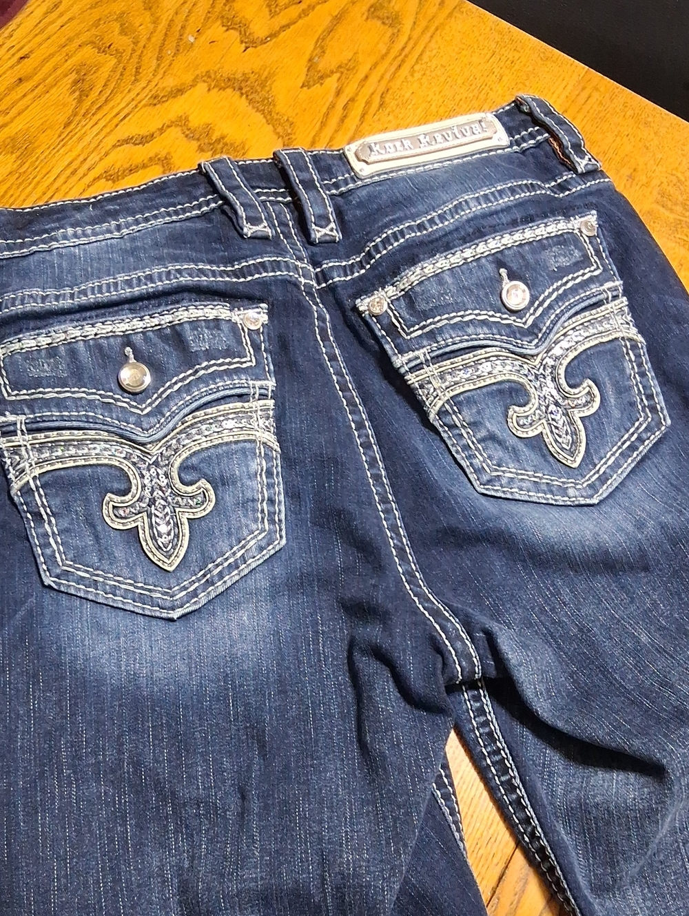 ROCK REVIVAL Jeans Womens 31 FRANN EASY STRAIGHT LEGS BLUE Pants Denim Used
